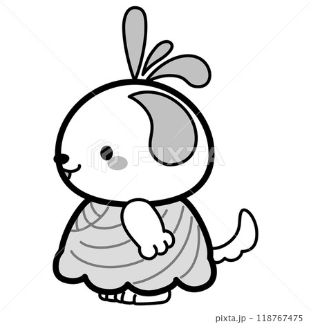 サンバの衣装を着た犬キャラクターイラスト 118767475