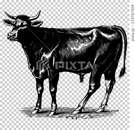 肉牛の銅版画のベクターイラスト。 118767804