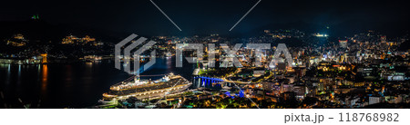 長崎港客船入港(Adora Magic City)鍋冠山からの夜景 パノラマ【長崎市】 長崎港客船入港(Adora Magic City)鍋冠山からの夜景 パノラマ【長崎市】 118768982