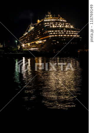 長崎港客船入港（Adora Magic City）水辺の森公園からの夜景【長崎市】 118769149