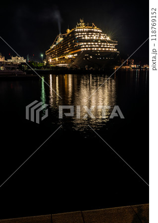 長崎港客船入港（Adora Magic City）水辺の森公園からの夜景【長崎市】 118769152