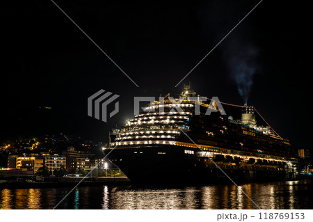 長崎港客船入港（Adora Magic City）水辺の森公園からの夜景【長崎市】 118769153