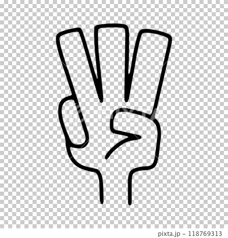 指を3本立てる右手のイラスト 指を3本立てる右手のイラスト 118769313