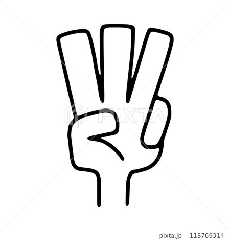 指を3本立てる左手のイラスト 指を3本立てる左手のイラスト 118769314
