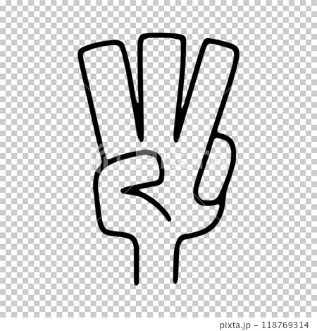 指を3本立てる左手のイラスト 指を3本立てる左手のイラスト 118769314