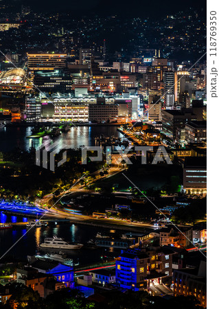 鍋冠山から長崎市街地の夜景　望遠【長崎市】 118769350