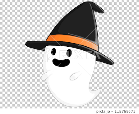 Smiling ghost wearing a big hat Orange Smiling ghost wearing a big hat Orange 118769573