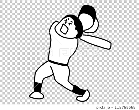 一個男人打棒球的單色插圖 一個男人打棒球的單色插圖 118769669