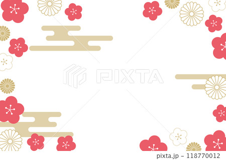 年賀状テンプレート梅の和柄12の3 年賀状テンプレート梅の和柄12の3 118770012