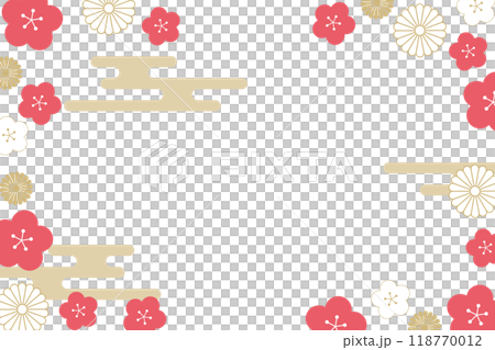 年賀状テンプレート梅の和柄12の3 年賀状テンプレート梅の和柄12の3 118770012