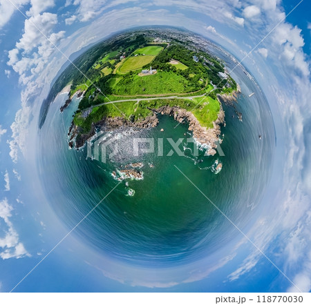 空撮「青森県」種差海岸を360度撮影・全天球 118770030