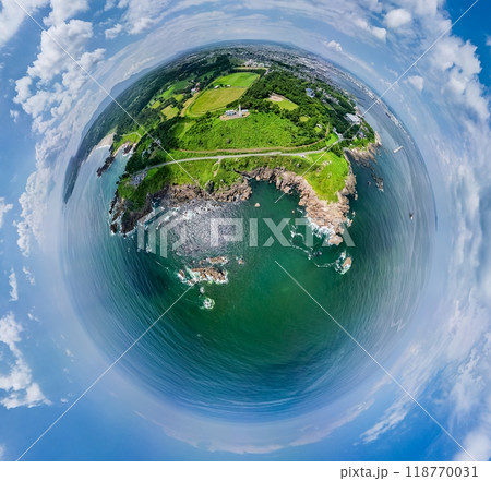 空撮「青森県」種差海岸を360度撮影・全天球 118770031