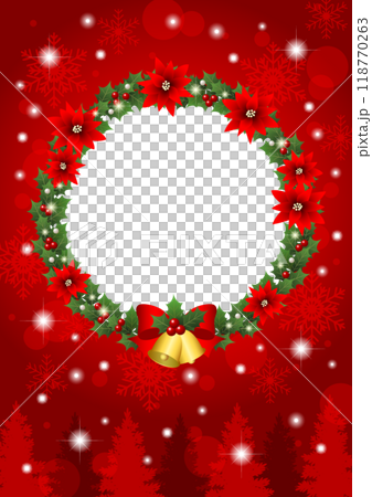聖誕框架背景，紅色，聖誕花環，可愛，插圖，垂直 118770263