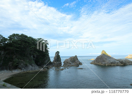 国定指定名勝及び天然記念物　笹川流れ眼鏡岩海岸展望台からの風景　 118770770