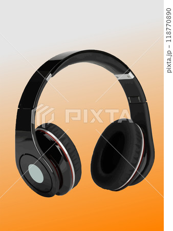 3D wireless headphones mockup on white background. Color vector hand drawn illustration 3D wireless headphones mockup on white background. Color vector hand drawn illustration 118770890