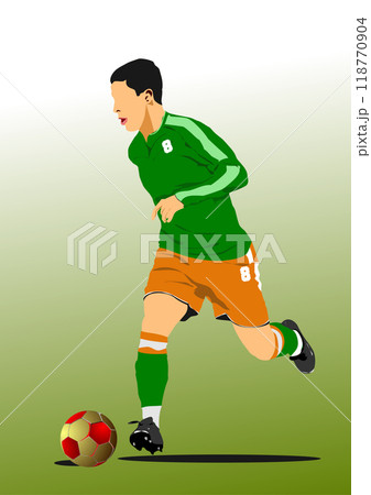 Soccer player poster. Vector Color hand drawn 3d illustration Soccer player poster. Vector Color hand drawn 3d illustration 118770904