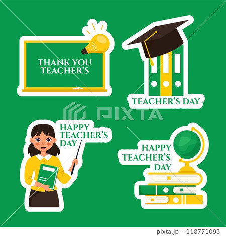 Teacher's Day Label Flat Cartoon Hand Drawn Templates Background Illustration Teacher's Day Label Flat Cartoon Hand Drawn Templates Background Illustration 118771093