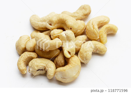 Cashew nuts on white background. 118771596