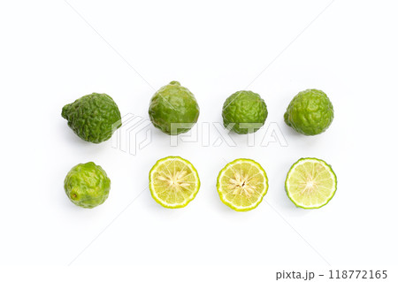 Bergamot kaffir lime herb fresh isolated on white 118772165