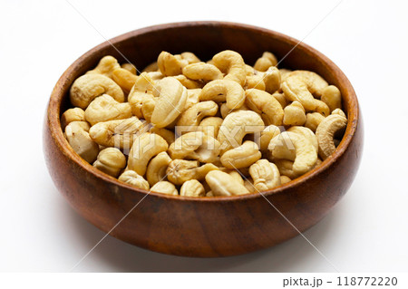 Cashew nuts on white background. 118772220