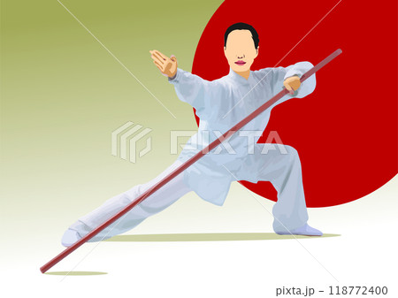 Oriental combat sports. Karate. Colored 3d vector hand drawn  illustration. 118772400