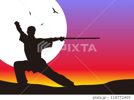Japan style background with combat  image. Color 3d vector hand drawn  illustration 118772405