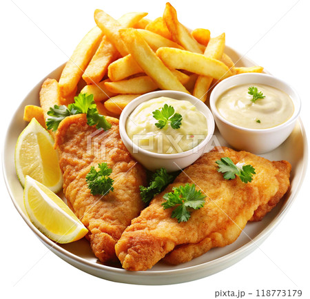 fish and chips with potato wedges fish and chips with potato wedges 118773179