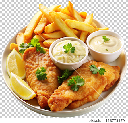 fish and chips with potato wedges fish and chips with potato wedges 118773179