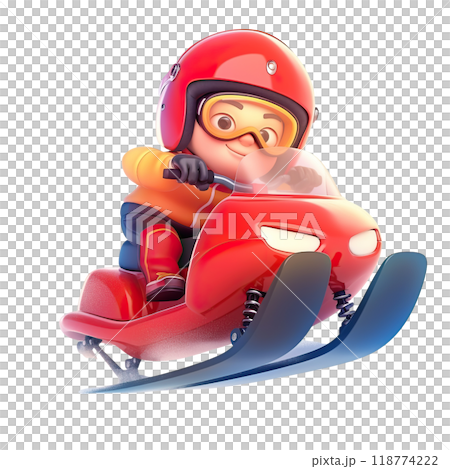 AI-generated item. 3D isolated cartoon boy on snowmobile. AI-generated item. 3D isolated cartoon boy on snowmobile. 118774222
