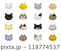 シンプルかわいい猫の顔セット 118774537