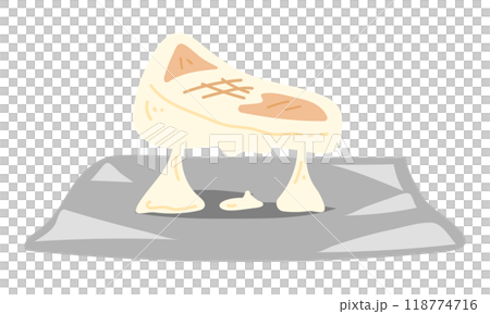 Illustration of mochi stuck to aluminum foil 118774716