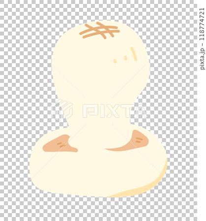 Illustration of a baked and inflated round rice cake 118774721