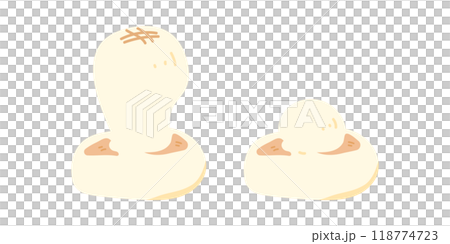 Illustration of a baked and inflated round rice cake 118774723