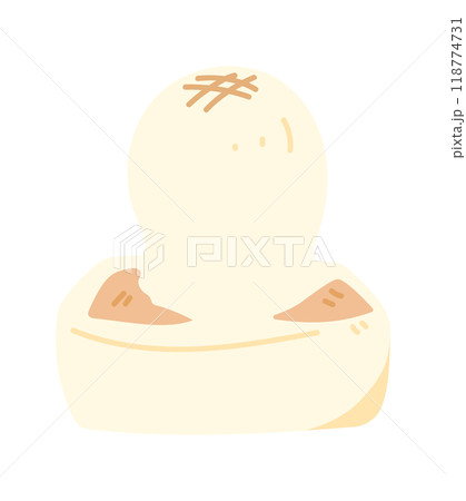 焼いて膨らんだ角餅のイラスト 118774731