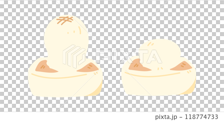 Illustration of baked and inflated square rice cake 118774733