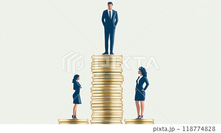 男女の賃金格差を示すコインのイラスト 118774828