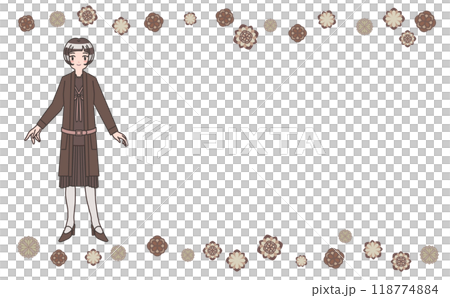 Set of classical fashion women and textile flower frames People and frame material 118774884