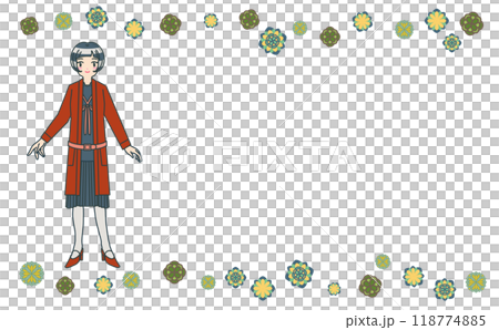 Set of classical fashion women and textile flower frames People and frame material 118774885