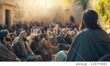 教えを説く人と群衆 教えを説く人と群衆 118774891