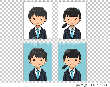 Illustration of ID photo (light blue/white background) (Asian) Illustration of ID photo (light blue/white background) (Asian) 118775271