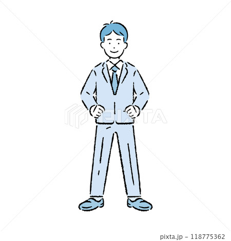 胸を張るスーツを着た男性 118775362