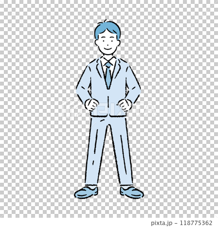胸を張るスーツを着た男性 118775362