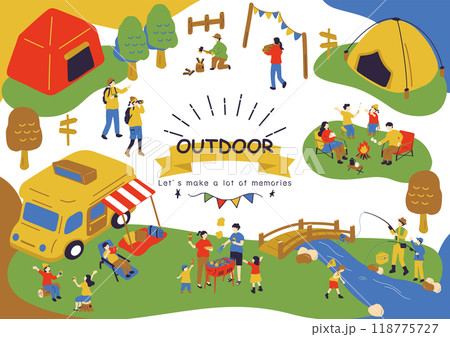 アウトドアを楽しむ人達 アウトドアを楽しむ人達 118775727