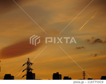夕景　ひこうき雲 118775919