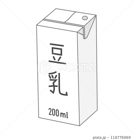 200mlの豆乳、白色の紙パック飲料 118776069