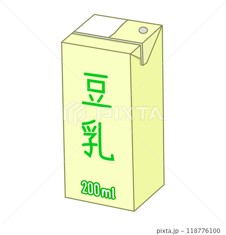 200mlの豆乳、黄色の紙パック飲料 200mlの豆乳、黄色の紙パック飲料 118776100