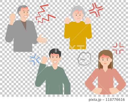 老若男女の怒る人のイラストセット 118776616