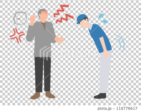 憤怒的人的插圖集，如投訴、抱怨、道德騷擾、顧客騷擾等。 118776617