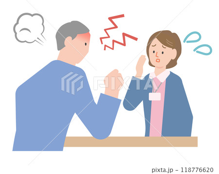 クレーム、クレーマー、モラルハラスメント、カスタマーハラスメントなどの怒る人のイラストセット 118776620