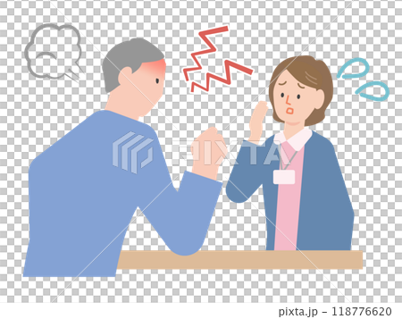 憤怒的人的插圖集，如投訴、抱怨、道德騷擾、顧客騷擾等。 118776620